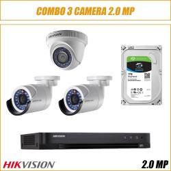 Combo 3 mắt Camera Hikvision 2.0 MP - Đầu ghi 8 kênh (thế hệ TURBO 4.0)