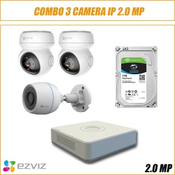 Combo 3 mắt Camera IP Ezviz 2.0 MP - Đầu ghi 8 kênh